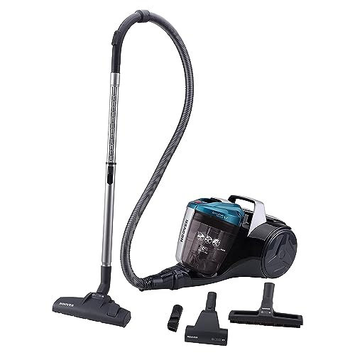Hoover BR71_B30, Aspirapolvere a traino senza sacco, 700 W, 2 litri capacita bin, 78 Decibel, Mini turbo spazzola, Nero/Verde/Grigio Fumo