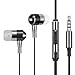 Yugoo in Ear Earbuds Wired Earphones Metal Stereo Noise Isolating Headphones with Mic for Apple Devices, Android Smartphone, Mp3/Mp4 Player, Laptop, Tablet, Etc.(Silver with Black)