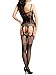 Amoretu Womens Crotchless Fishnet Bodystocking Jumpsuit Suspender Stockings Black