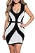 Dearlovers Women Curvy Lines Thick Straps Bodycon Dress Medium Size Black&White