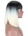 Kalyss Bob Short Hair Wig for Women Heat Resistant Yaki Synthetic Hair Brown Women's Wig With Hair Bangs (ombre mix blonde)