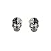 Unisex Hematite Skull Head with Black and Clear Crystal Stones Halloween Earring Studs (Pair)