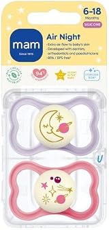 MAM Air Night Soother 6+ Months 2 Pack Glow in the Dark Pink Lilac view 2