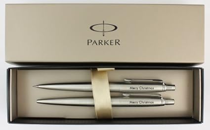 Parker Jotter Set aus Kugelschreiber und Bleistift, aus Edelstahl, personalisiertes Geschenk, mit Gravur