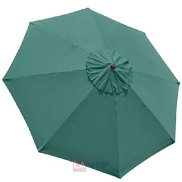 Large 9-Foot/9 Ft Anti-Fade Green Polyester 8-Rib Umbrella Top Canopy UV Sun Protect Water Resistant for Outdoor Patio Cover Furniture Beach Market