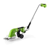 Upgraded 2018 Handheld Cordless Hedge, Push Grass Cutter Shears W/ 7.2V Rechargeable Batteries, Telescoping Roller Handle, Changeable Blades