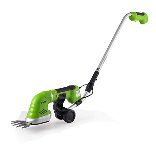 Upgraded 2018 Handheld Cordless Hedge, Push Grass Cutter Shears W/ 7.2V Rechargeable Batteries, Telescoping Roller Handle, Changeable Blades