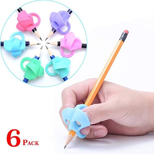 Pencil Grips - Children Pen Writing Aid Grip Set Posture Correction Tool for Kids Preschoolers Children,Hollow Ventilation (Pencil Grips 6 Pack)