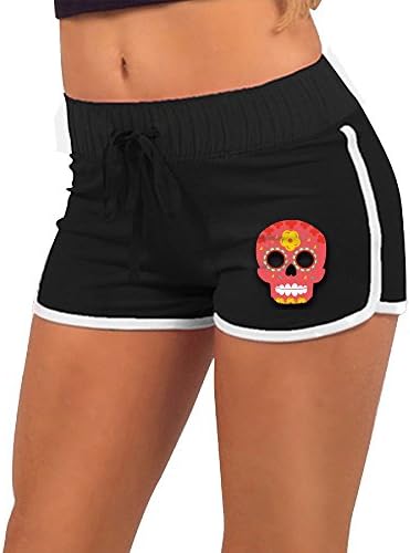 Red Sugar Skull Decoration Women's Perfomance Running Yoga Gym Workout Athletic Sport Shorts