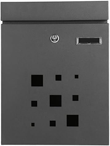 Domtie Modern Lockable Wall-mounted Mailbox Home Office Vertical Rustproof Postbox (Black)
