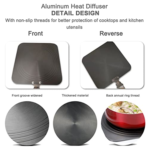 Heat Diffuser For Gas Stovetop, 11 Inch With Handle Square Aluminum
