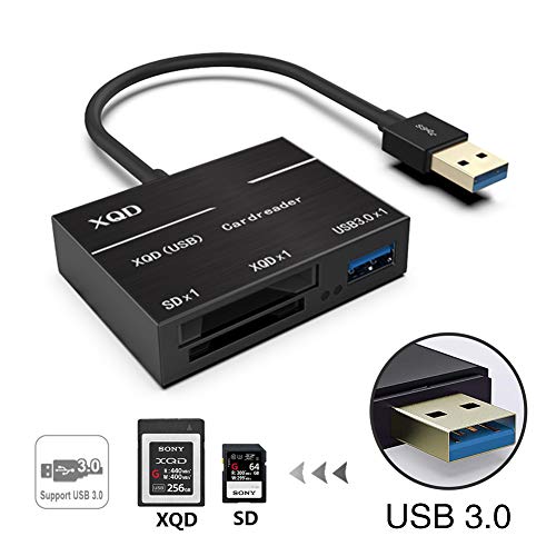 XQD/SD Card Reader Adapter, USB 3.0 Portable Flash Memory Card Reader, for XQD/SD Camera Card, for Sony M/G Series, Lexar USB Mark Card, Nikon D4/D5/D500, Support Windows/Mac OS System