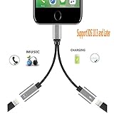 iPhone 7 Accessory Lightning to 3.5mm Headphone Jack Adapter, Connector to 3.5mm AUX Female Audio Jack Earphone Extender Jack Stereo for iPhone 7 / 7 Plus.Support iOS 10.3 or Later(Braid-Silvery)