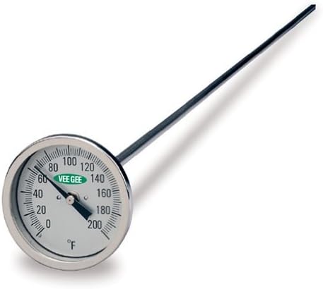 VeeGee Dial Compost Thermometer, with Glass Face, 36 Stem, 3 Dial, 0 to 200 Degrees F by Vee Gee Scientific