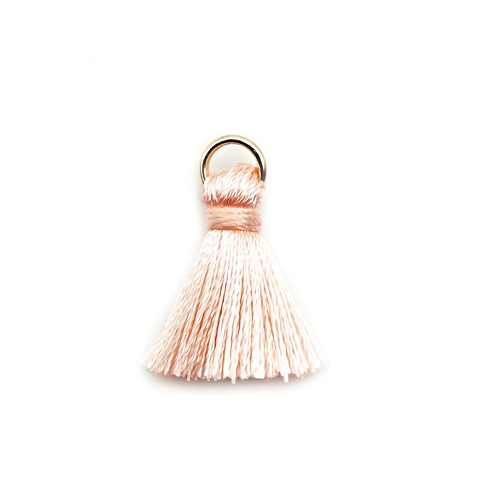 Pack of 50 Mini Tassel Pendants, 2 cm Silky Straight Fringe Tassel Bracelet Key Ring Craft Tassel for Earrings Jewellery Making Bags Bookmark DIY Craft Accessories Light Pink