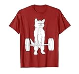 Mens Cat Deadlift Powerlifting T-Shirt 3XL Cranberry