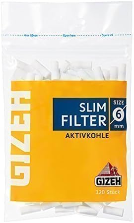 Gizeh Slim Activated Carbon Filter 6mm 120 Filters Black Charcoal