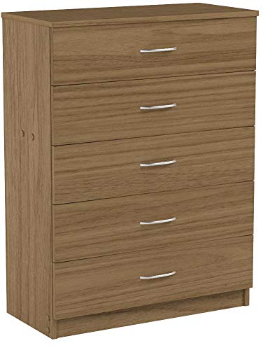 Devoted2Home Boldon Budget Bedroom Furniture with Chest of 5 Drawers, Wood, Oak Brown, 33 x 66.8 x 88.5 cm