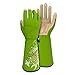 Vgo 1-Pair Ladies' Synthetic Leather Gardening Gloves, Long Sleeves Gauntlet, Breathable & Grip Work Gloves, High Dexterity, Washable (Size M, Green, SL7445)