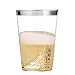 Munfix 100 Silver Plastic Tumblers - 14 Oz Clear, Elegant Party Cups with Silver Rim, Perfect for Weddings and Events