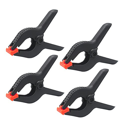 KINYOOO 4 Pcs – 6 Inch Spring Clamps, Heavy Duty Plastic Muslin Clamps for Background Muslin, Canvas, Paper, Chroma Key Screen, Heavy Duty Clip, Photo Studio and Any More.
