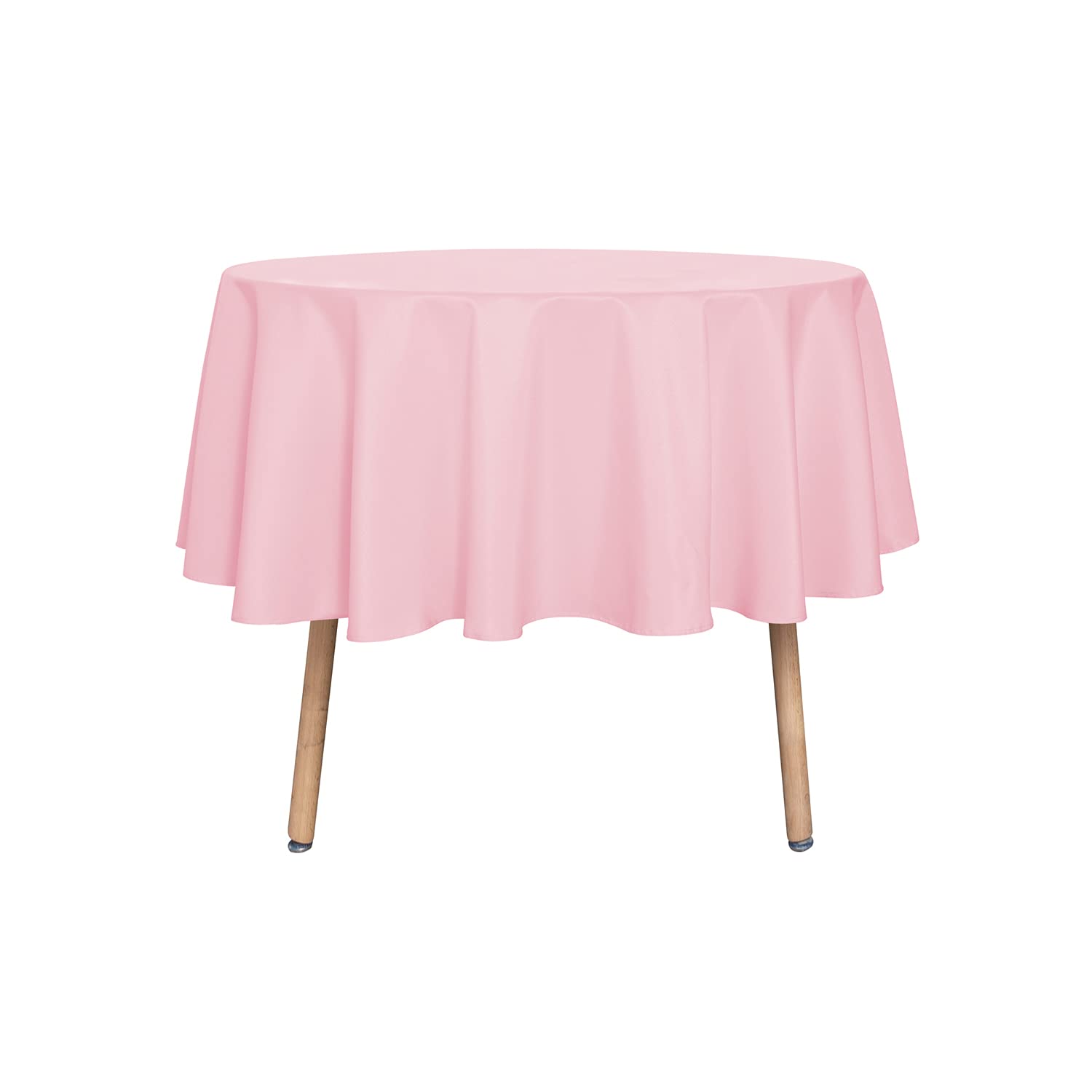 Photo 1 of sancua Round Tablecloth - 48 Inch - Water Resistant Spill Proof Washable Polyester Table Cloth Decorative Fabric Table Cover for Dining Tables, Buffet Parties and Camping, Pink