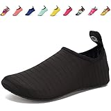 CIOR Lightweight Aqua Socks Quick-Dry Water Shoes Mutifunctional Barefoot For Beach Pool Surf Yoga Exercise SX-Black-30/31