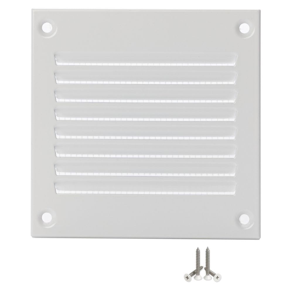 LIRAST 100x100mm Vent Cover White - 4x4 inch Wall Vent Cover with Insect Mesh - Round Ceiling Soffit Vents - External Vent Cover - Metal Ventilation Grilles - Air Vent Covers for Walls
