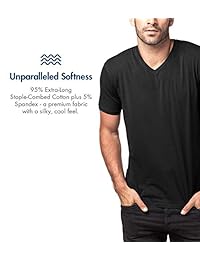 LAPASA Camisetas de algodón elástico de manga corta para hombres Camisetas con cuello en V Camisetas lisas lisas 2 Pack M06