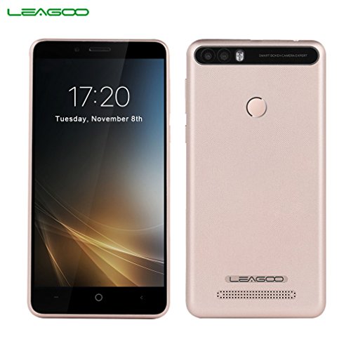 LEAGOO KIICAA POWER - 3G smartphone 5.0''HD (Doble Cámara, 4000 mAh, Android 7.0, RAM 2gb Rom 16gb, MediaTek MTK6580 4 núcleos, lector de huellas), oro