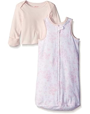 Baby Girls' Sweet Lovebirds 2 Piece Cotton Wearable Blanket Set