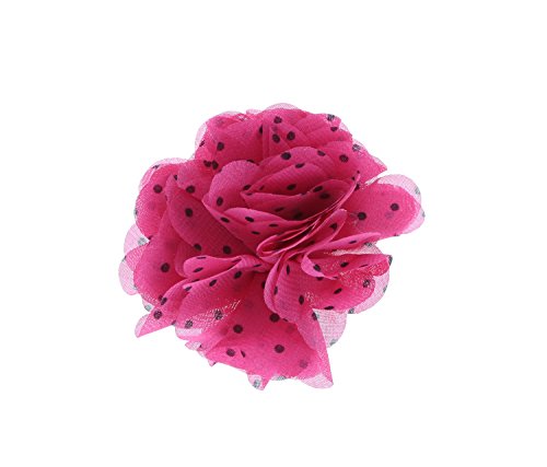 Mozlly Fuchsia Polka Dot Chiffon Flower Hair Clip 3.5 Inch Headpiece Fashion Decor - Hair Accessory