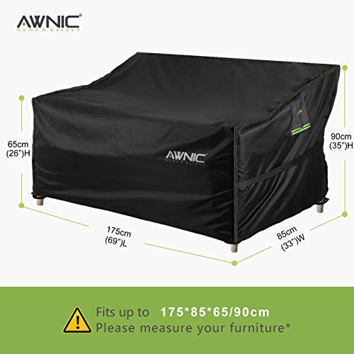 AWNIC Gartenbank-Abdeckung, Liebessitzbezug für Liebessitz, 3-Sitzer, Gartenbank, wasserdicht, reißfest, 420D Oxford, 175 x 85 x 65/90 cm – Bild 7