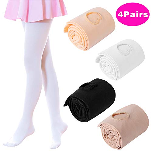 Hicdaw 4Pairs Dance Tights Ballet Tights Footed Tights for Girls (Small)