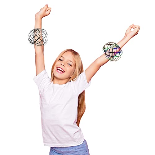 9 Pack Flow Spinner Ring Arm Magic Spring Arm Flow Sculpture Ring Colored Magic Kinetic Spring Interactive Stress Relief Rings Festival Accessories (Colorful)