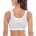 SYROKAN Women's High Impact Zipper Front Wire Free Cross Back Support Sports Bra White 40D