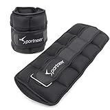 Sportneer Adjustable Ankle Weights Set, Ankle Wrist Weight Straps, 1 lbs to 7 lbs, 2 Pack, Black