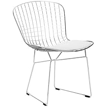 Poly and Bark Bertoia Style Wire Dining Chair, White