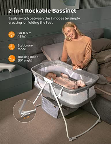 Besrey Bassinet For Baby 3 In 1 Portable Baby Bassinets Rocking Cradle Bed Easy Folding Bedside Sleeper Crib Quick Fold For Newborn Infant Up To 33 Lb Compact Storage Mattress And Net Included Pricepulse