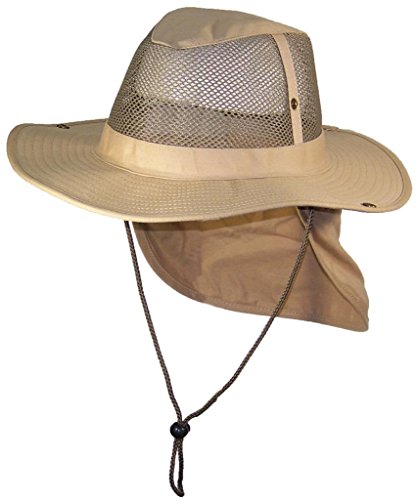 Summer Wide Brim Mesh Safari/Outback W/Neck Flap & Snap Up Sides