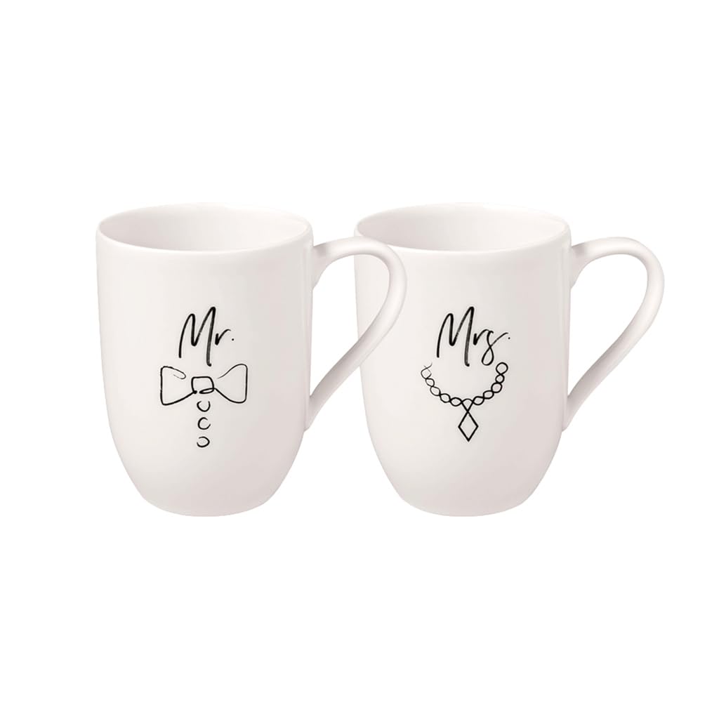 Villeroy & Boch – Statement Mug Set Mr and Mrs 2 pcs, 280ml, Premium Porcelain, White