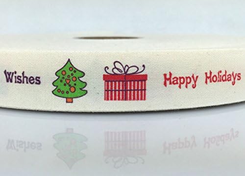 Ribbons 3/4" (20 mm) Cotton Ribbon Natural Eco Happy Holiday Ribbons Sewing For Applique Trim 10 or 20 yards (10 Yards)
