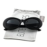Elite Vintage NIRVANA Kurt Cobain Round Sunglasses For Women Men Eyewear (Black-Black, 65)