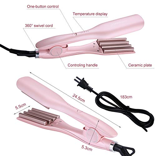 Welleisen Lockenwickler, Cosyonall 3 Fässer Mini Lockenstab, PTC Schnelle Heizung, 140 ℃ bis 220 ℃ Temperatureinstellungen, Keramik Crimper Lockenwickler,Haar Styling Werkzeug für Lange/kurze Haare