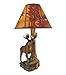 North American Bull Moose Table Lamp with a 12-Inch Diameter Forest Print Shade- Wildlife Decor - Perfect for Living Rooms, Cabins, and Bedrooms - 20 Inches Tall