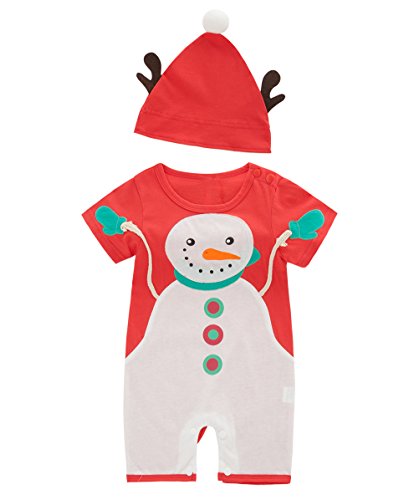May's Baby Boys Christmas Snowman Cute Costume Jumpsuit Romper with Hat