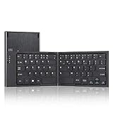 Perixx PERIBOARD-805L II B, Bluetooth Folding Keyboard for Windows Surface Pro, Android Tablet and Smartphone - Aluminium Design - 6.30"x3.78"x0.67" Pocket Size - Black