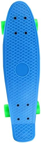 Sminiker Mini Cruiser Skateboard Graphic Complete Retro Style Plastic Skate Board Size 22 Inches (Blue-ordinary wheel)