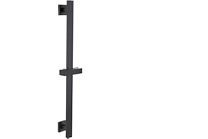 Bathroom Shower Slide Bar, 650mm Lifting Square Slide Bar, Angle/Height Adjustable Handheld Shower Holder Wall Mount Shower B