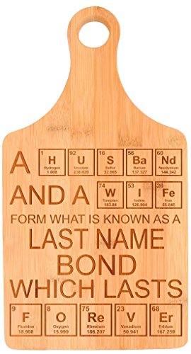 Custom Nerdy Couple's Gift Enter Last Name Personalized Paddle Shaped Bamboo Cutting Board Bamboo